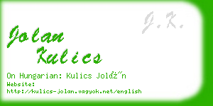 jolan kulics business card